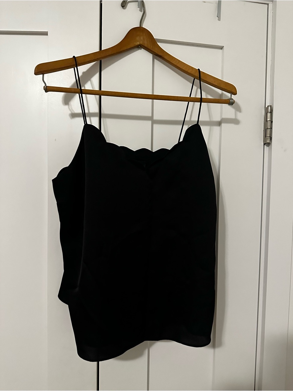 Lulu's Black Scallop-Edge Satin Cami